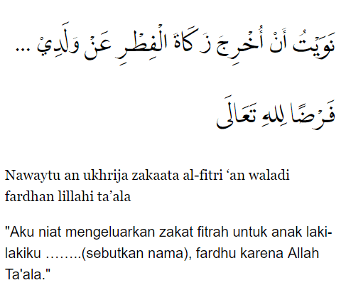 Niat Zakat Fitrah untuk Anak Laki-laki
