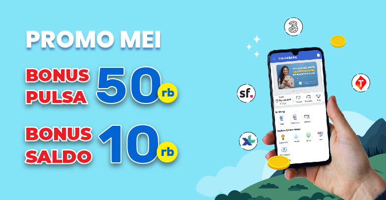 Promo Edisi Mei - Hadiah Pulsa 50K dan Saldo Rp 10.000 Mitra Kiosbank