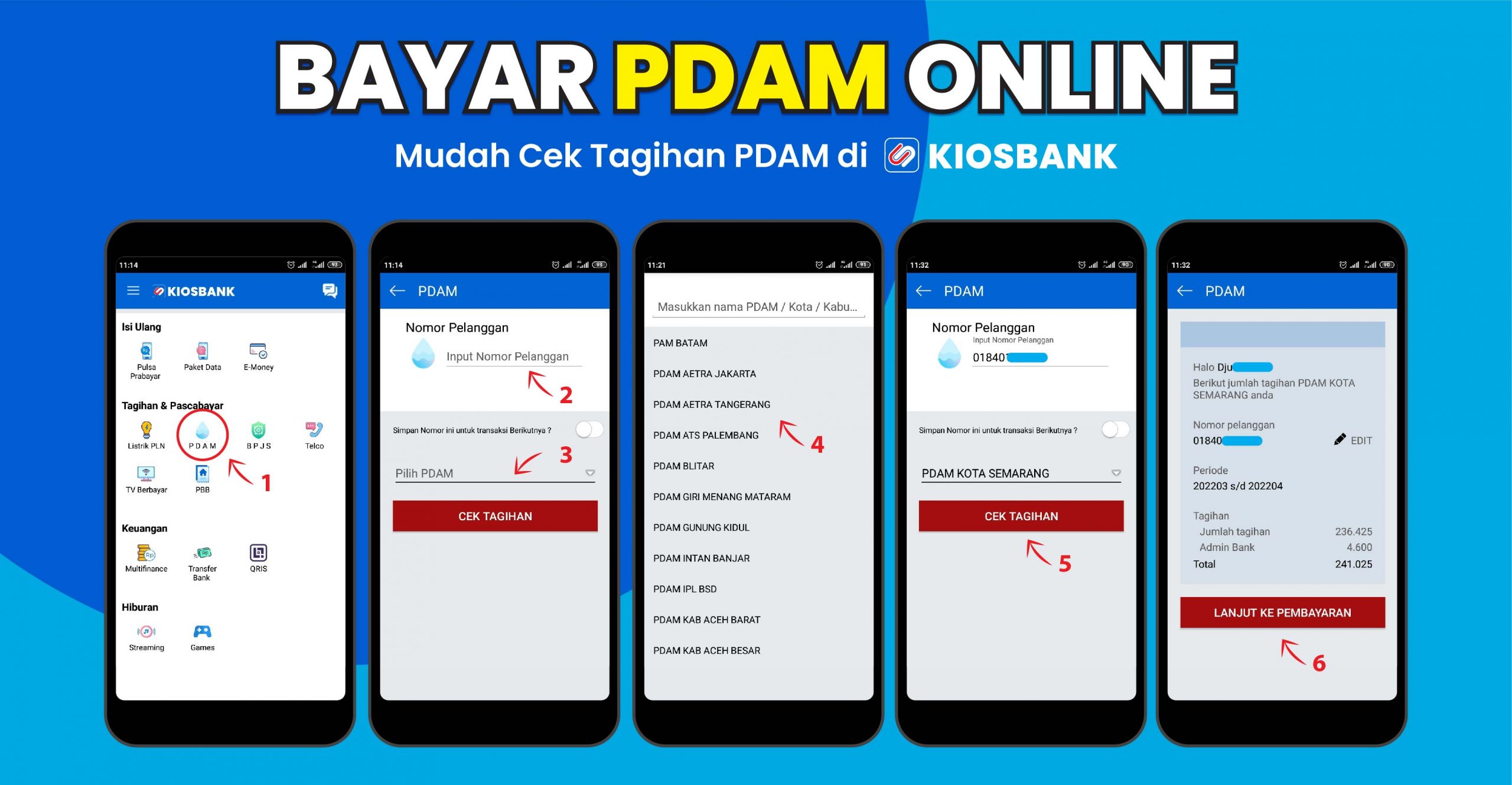 cara bayar pdam dan cek tagihan pdam Bantul online kabupaten kota di aplikasi kiosbank