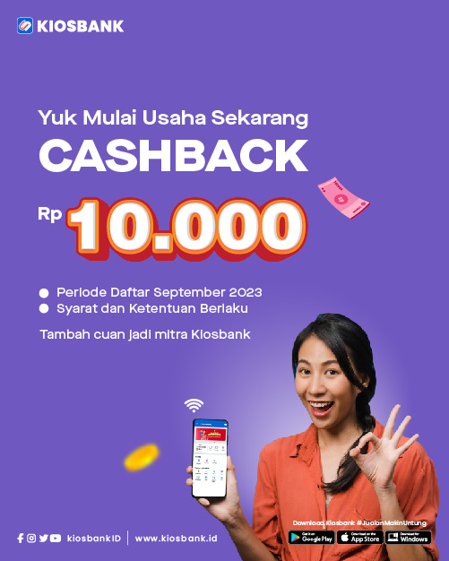 Promo September Kiosbank Rezeki Pendaftar Baru Cashback 10 ribu