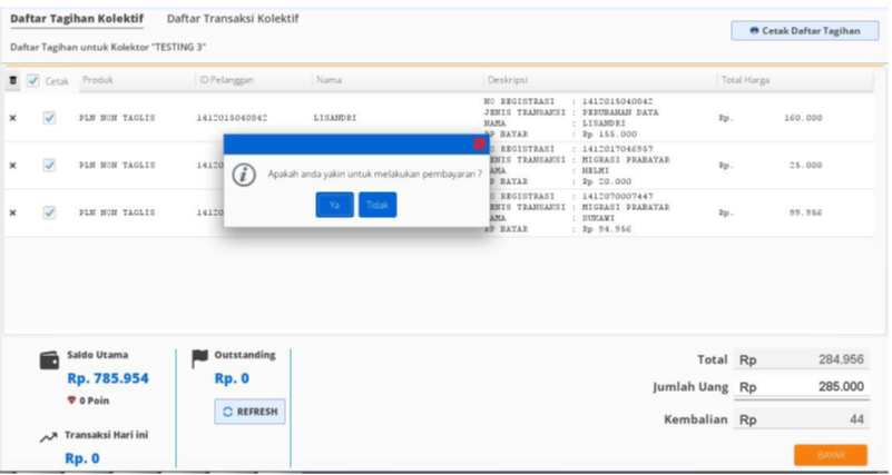 Aplikasi Bayar Tagihan Kolektif Listrik PLN di Kiosbank