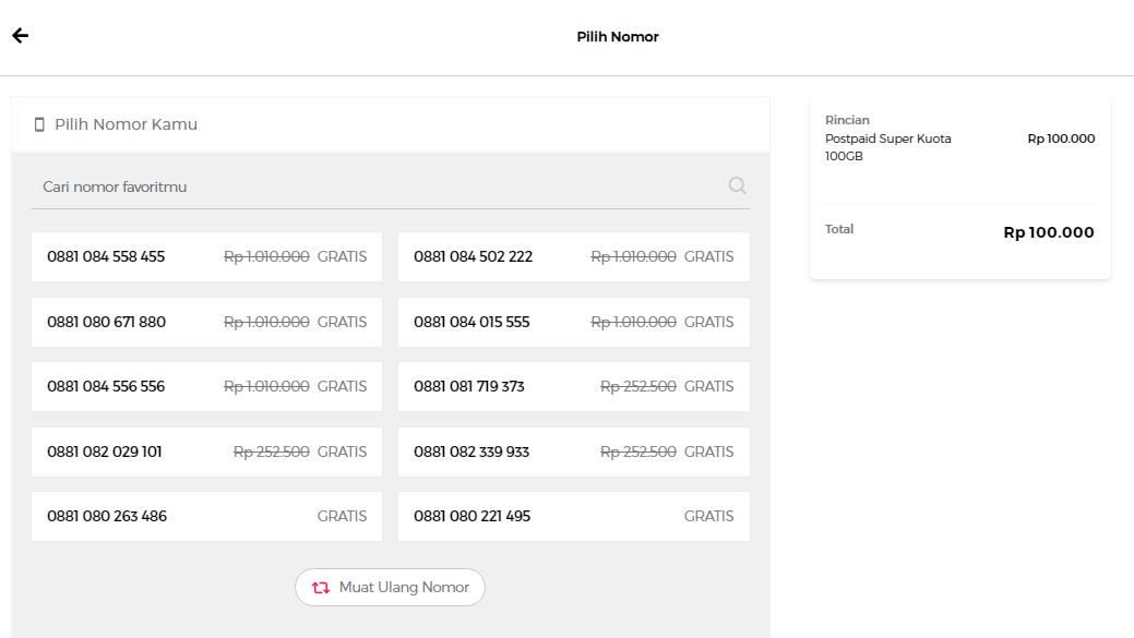 Beli eSIM Smartfren Gratis Nomor Cantik Kuota 100 GB