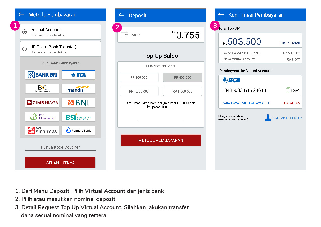 cara Top up saldo kiosbank Virtual Account