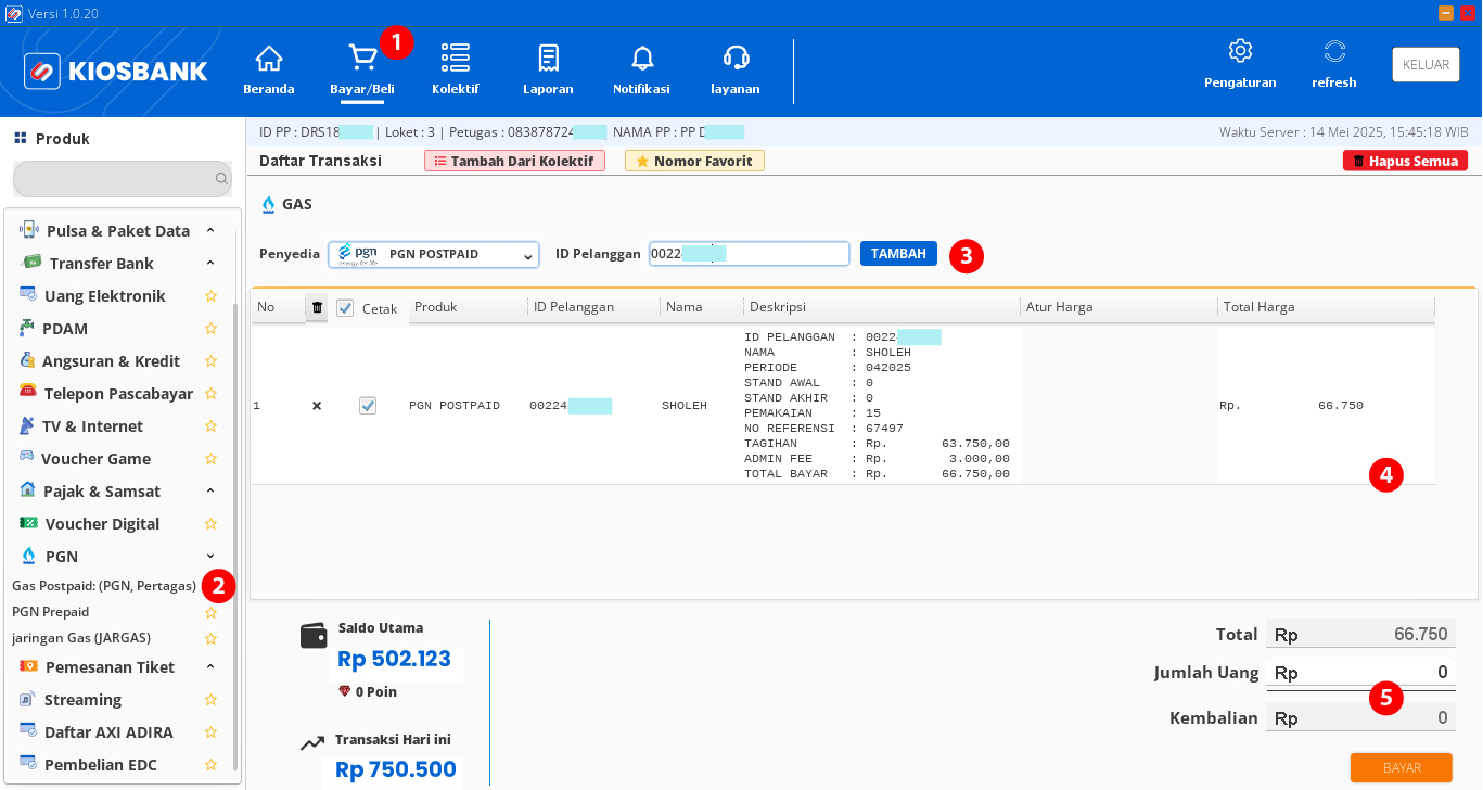 Cara Bayar Gas PGN Prepaid Postpaid di Kiosbank