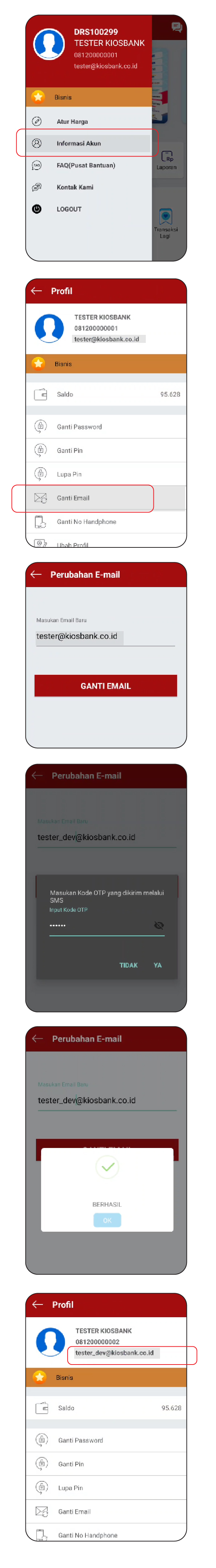 cara ganti email aplikasi kiosbank