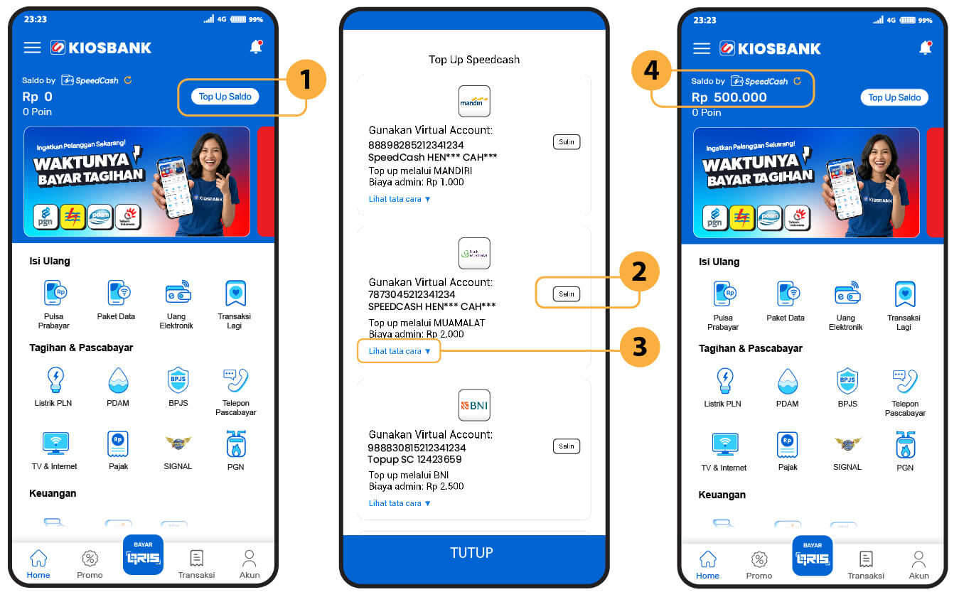 Cara Top Up Saldo Dompet SpeedCash di Aplikasi Kiosbank
